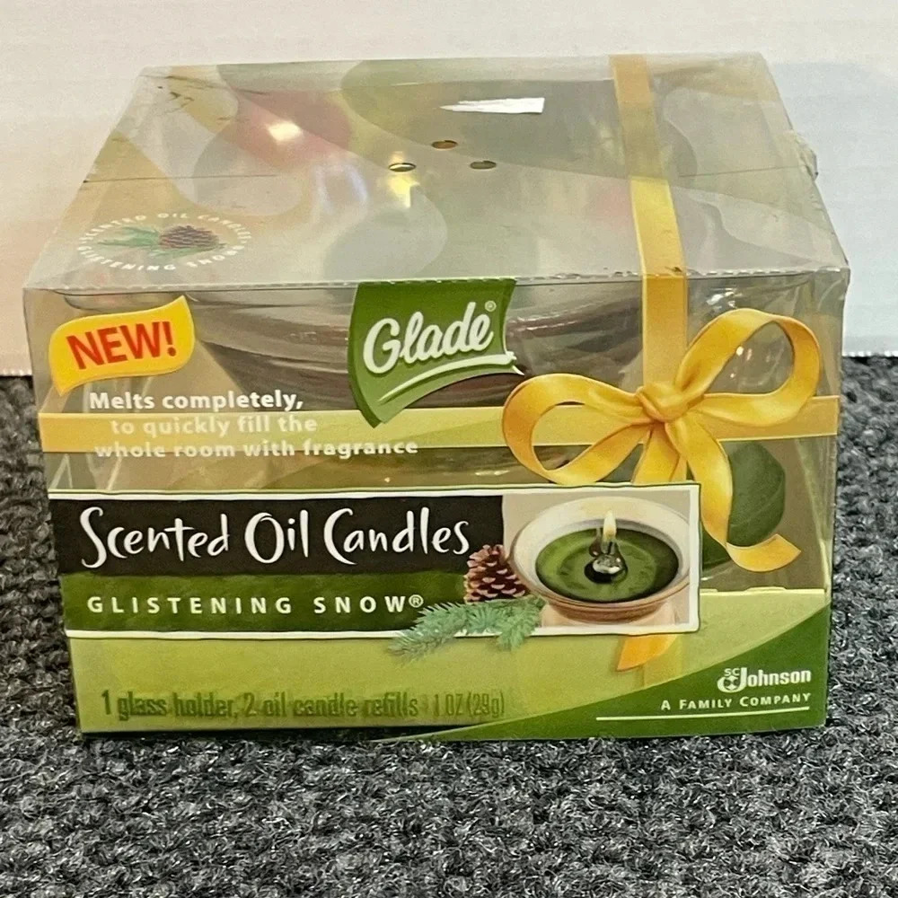 NEW NOS GLADE Glass Scents Pine Balsam GLISTENING‎ SNOW Christmas Winter Green
